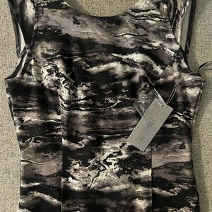 Jennifer Lopez Black and Gray Marble Bodycon Dress